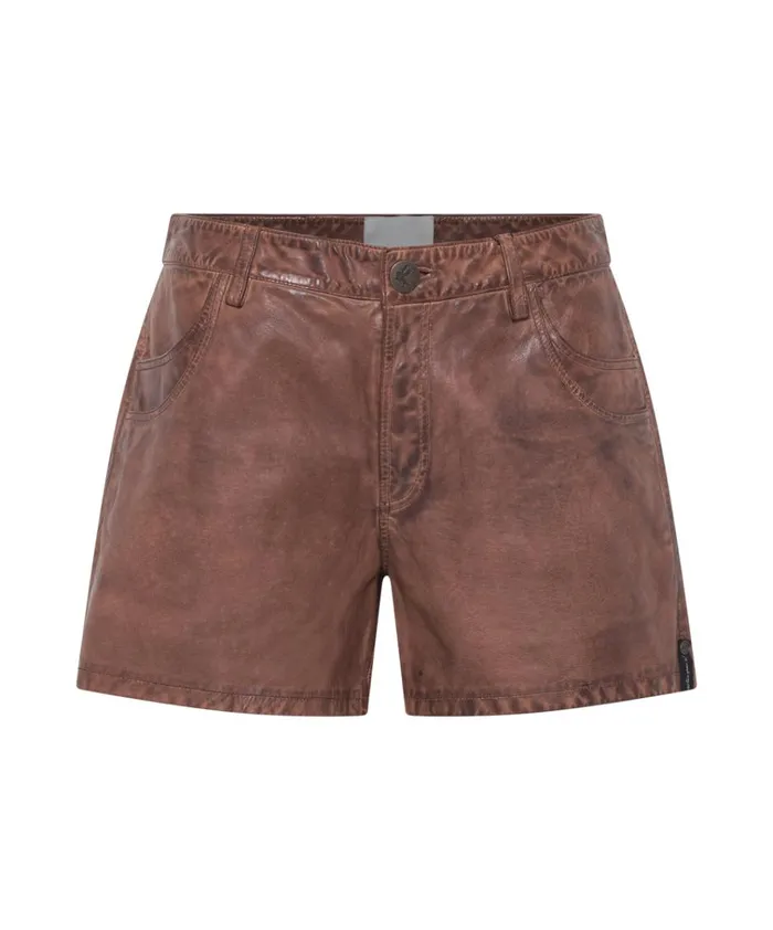 VINTAGE BROWN LEATHER SHORTS Women One Teaspoon Leather VINTAGE BROWN LEATHER SHORTS Women One Teaspoon Leather