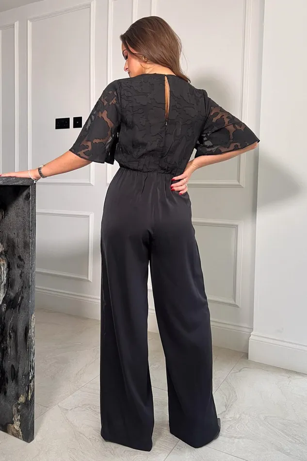 Viola Tie Detail Floral Burn Out Jumpsuit Women Girl In Mind Jumpsuits and Playsuits