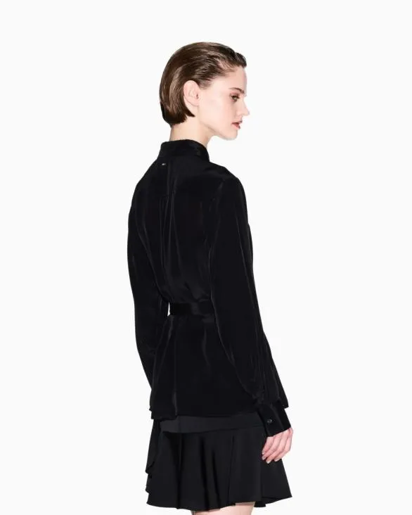 Viscose Shirt With Bow Black Women Armani Shirts And Tops Viscose Shirt With Bow Black Women Armani Shirts And Tops