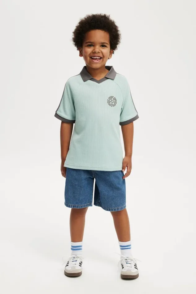 Walker Waffle Sport Polo Barber Bluerabbit Grey Boys Cotton On Tops and TShirts Walker Waffle Sport Polo Barber Bluerabbit Grey Boys Cotton On Tops and TShirts