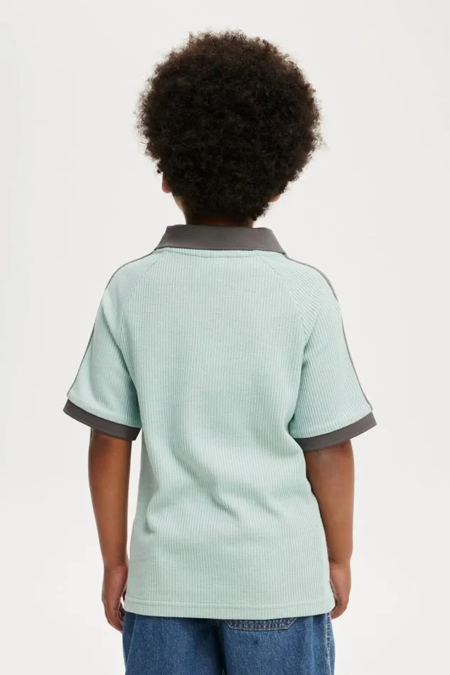 Walker Waffle Sport Polo Barber Bluerabbit Grey Boys Cotton On Tops and TShirts Walker Waffle Sport Polo Barber Bluerabbit Grey Boys Cotton On Tops and TShirts