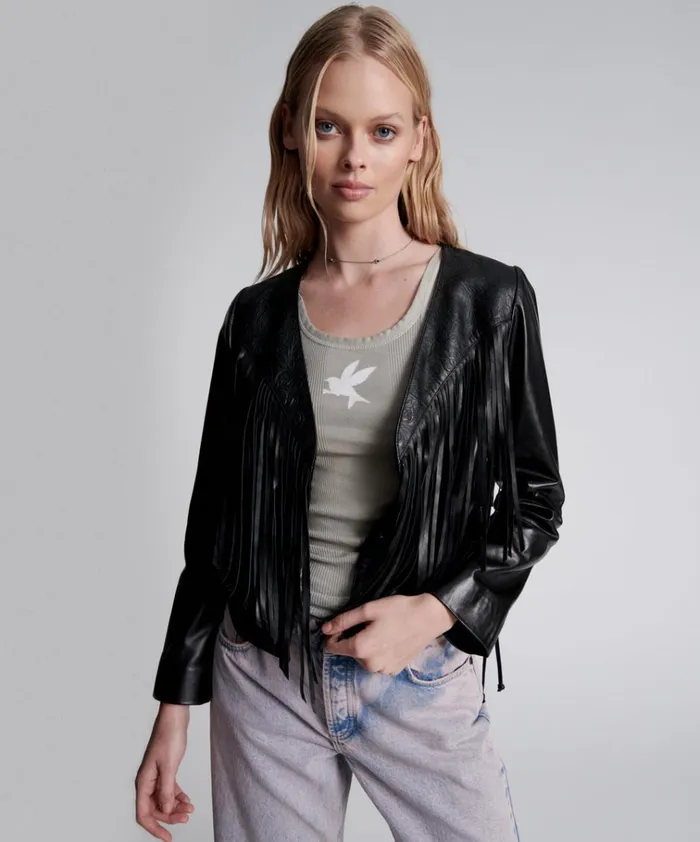 WANDERER FRINGED LEATHER JACKET Women One Teaspoon Jackets
