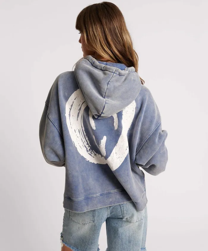 WASHED BLUE SMILEY BATWING HOODY Women One Teaspoon Hoodies And Sweats WASHED BLUE SMILEY BATWING HOODY Women One Teaspoon Hoodies And Sweats