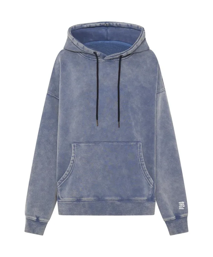 WASHED BLUE SMILEY BATWING HOODY Women One Teaspoon Hoodies And Sweats WASHED BLUE SMILEY BATWING HOODY Women One Teaspoon Hoodies And Sweats