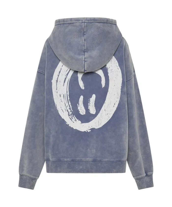 WASHED BLUE SMILEY BATWING HOODY Women One Teaspoon Hoodies And Sweats WASHED BLUE SMILEY BATWING HOODY Women One Teaspoon Hoodies And Sweats