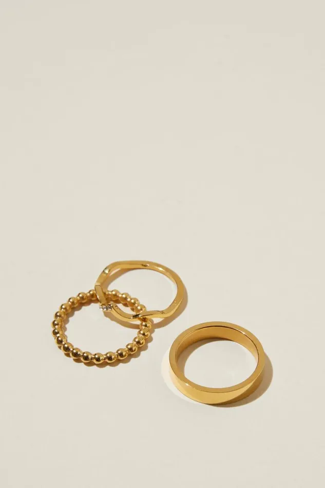 Waterproof Multipack Rings Gold Plated Diamante Women Cotton On Accessories