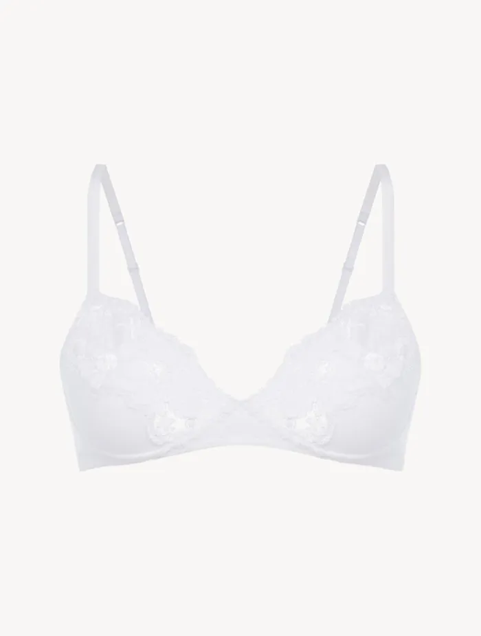 White Cotton Nonwired Bra Lingerie La Perla Wireless