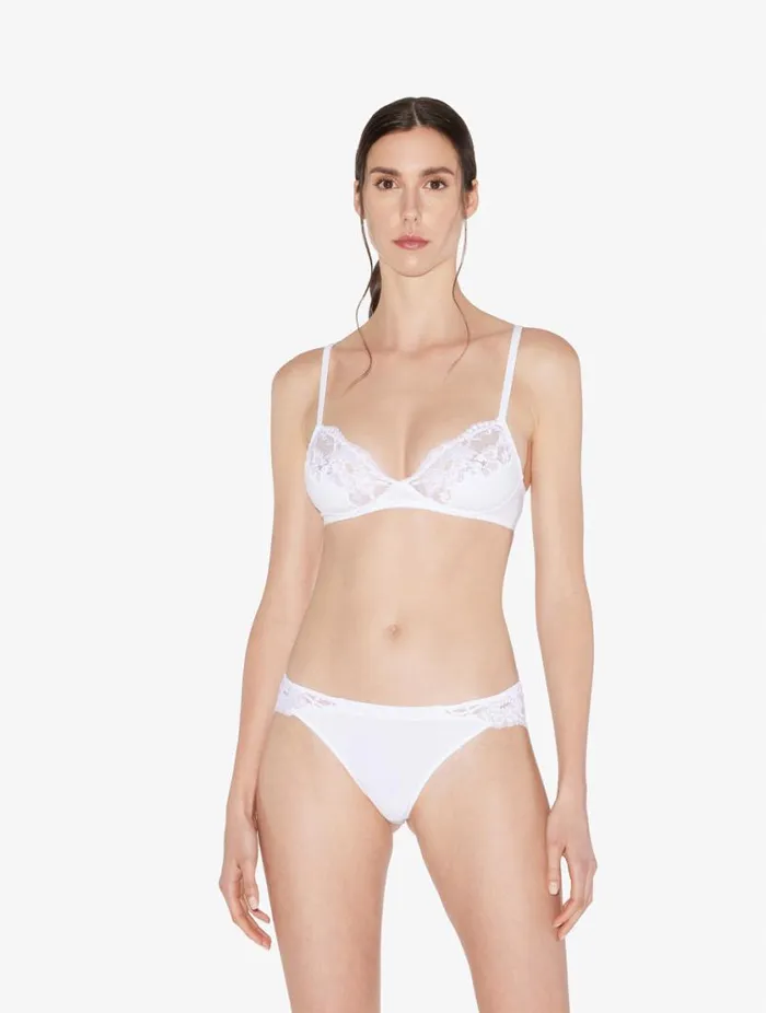 White Cotton Nonwired Bra Lingerie La Perla Wireless