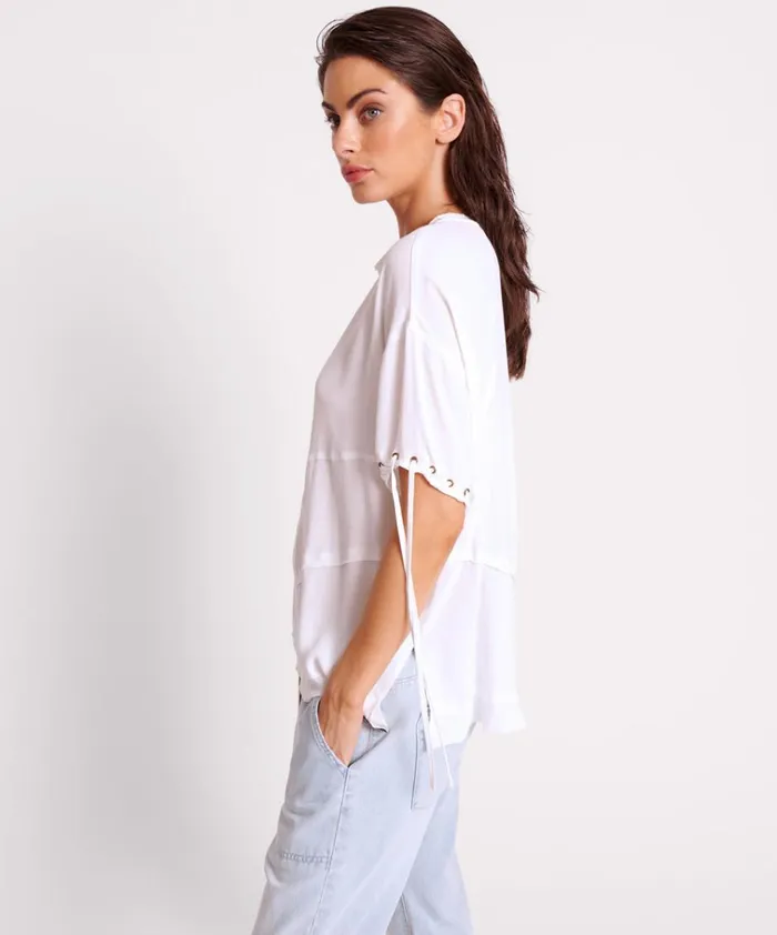 WHITE LACED CHARLESTON PANEL TEE Women One Teaspoon Tops WHITE LACED CHARLESTON PANEL TEE Women One Teaspoon Tops