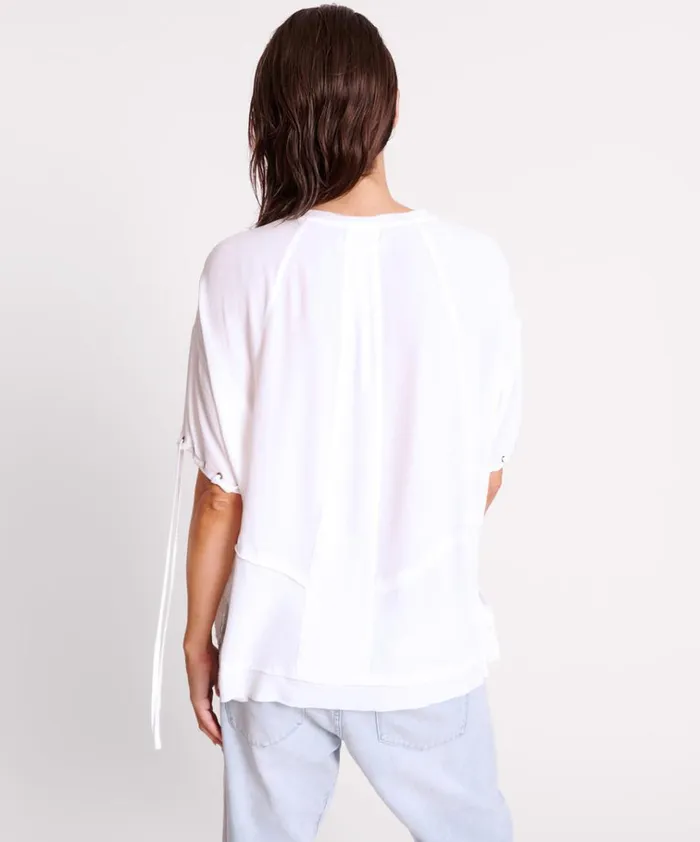 WHITE LACED CHARLESTON PANEL TEE Women One Teaspoon Tops WHITE LACED CHARLESTON PANEL TEE Women One Teaspoon Tops