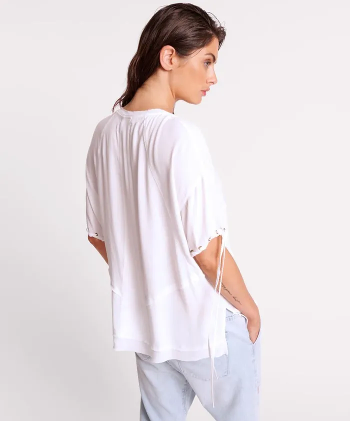 WHITE LACED CHARLESTON PANEL TEE Women One Teaspoon Tops WHITE LACED CHARLESTON PANEL TEE Women One Teaspoon Tops