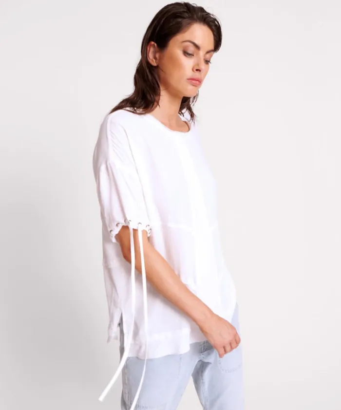 WHITE LACED CHARLESTON PANEL TEE Women One Teaspoon Tops WHITE LACED CHARLESTON PANEL TEE Women One Teaspoon Tops