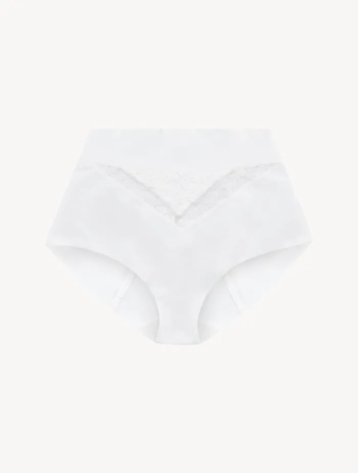 White Lycra Control Fit Highwaist Briefs With Chantilly Lace Lingerie La Perla Highwaist White Lycra Control Fit Highwaist Briefs With Chantilly Lace Lingerie La Perla Highwaist