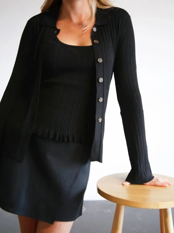 Women Able Serena RibKnit Cardigan Driftwood Sweaters