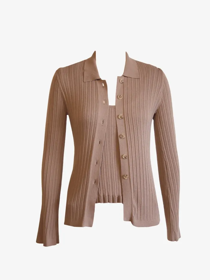 Women Able Serena RibKnit Cardigan Driftwood Sweaters