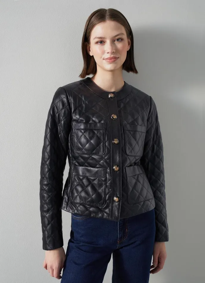 Women Albany Black Quilted Leather Jacket Black LKBennett Coats and Jackets Women Albany Black Quilted Leather Jacket Black LKBennett Coats and Jackets