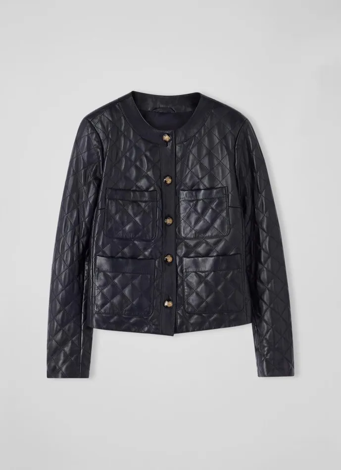 Women Albany Black Quilted Leather Jacket Black LKBennett Coats and Jackets Women Albany Black Quilted Leather Jacket Black LKBennett Coats and Jackets