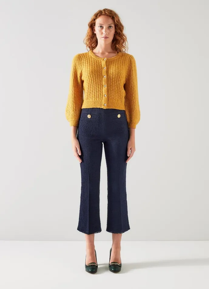 Women Alexa Navy Recycled Cotton Italian Tweed Trousers Midnight LKBennett Trousers Women Alexa Navy Recycled Cotton Italian Tweed Trousers Midnight LKBennett Trousers