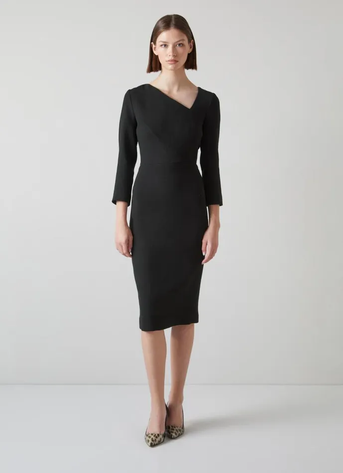 Women Alexis Black Wool Crepe Shift Dress Black LKBennett Dresses Women Alexis Black Wool Crepe Shift Dress Black LKBennett Dresses