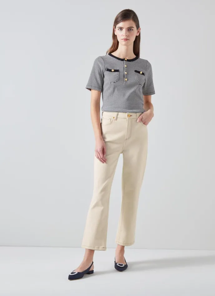Women Allie Ecru Denim Cropped Jeans Ecru LKBennett Trousers