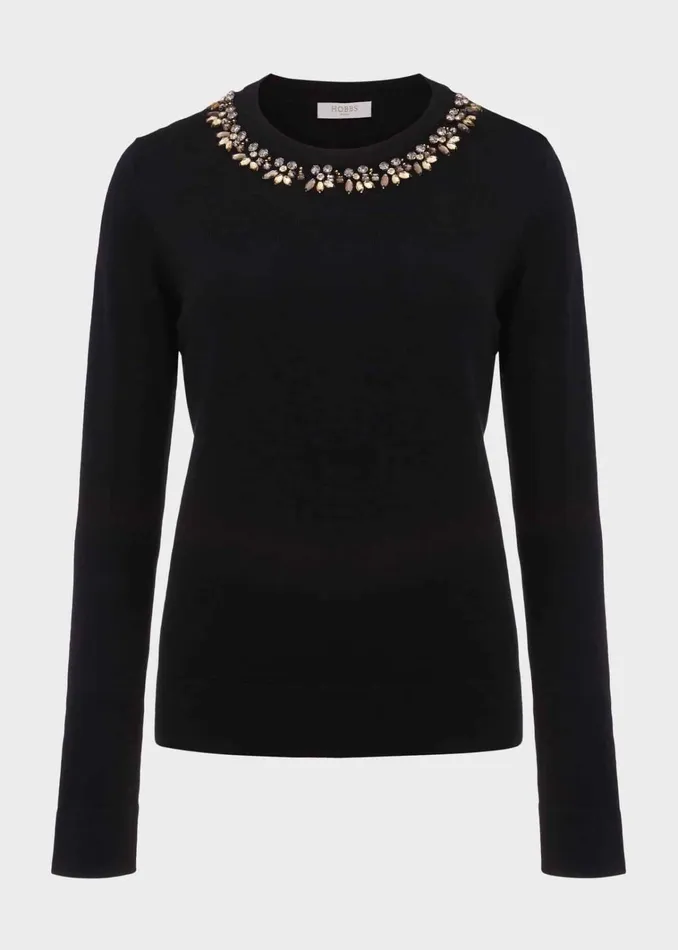 Women Alora Jumper With Wool Black Hobbs Jumpers and Cardigans