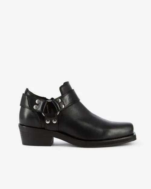 Women Ankle Boots and Boots The Kooples Black Leather Low Ankle Boots With Straps Black