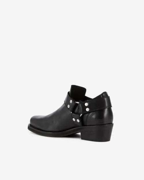 Women Ankle Boots and Boots The Kooples Black Leather Low Ankle Boots With Straps Black