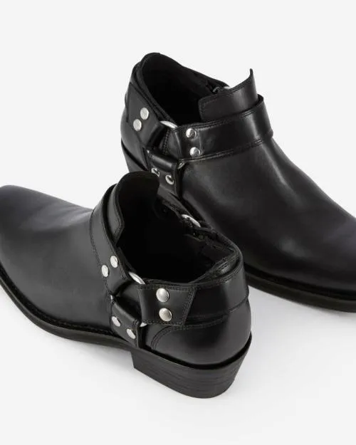 Women Ankle Boots and Boots The Kooples Black Leather Low Ankle Boots With Straps Black