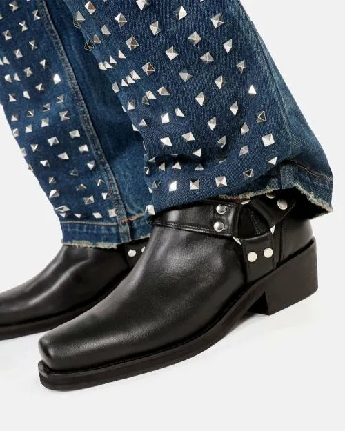 Women Ankle Boots and Boots The Kooples Black Leather Low Ankle Boots With Straps Black