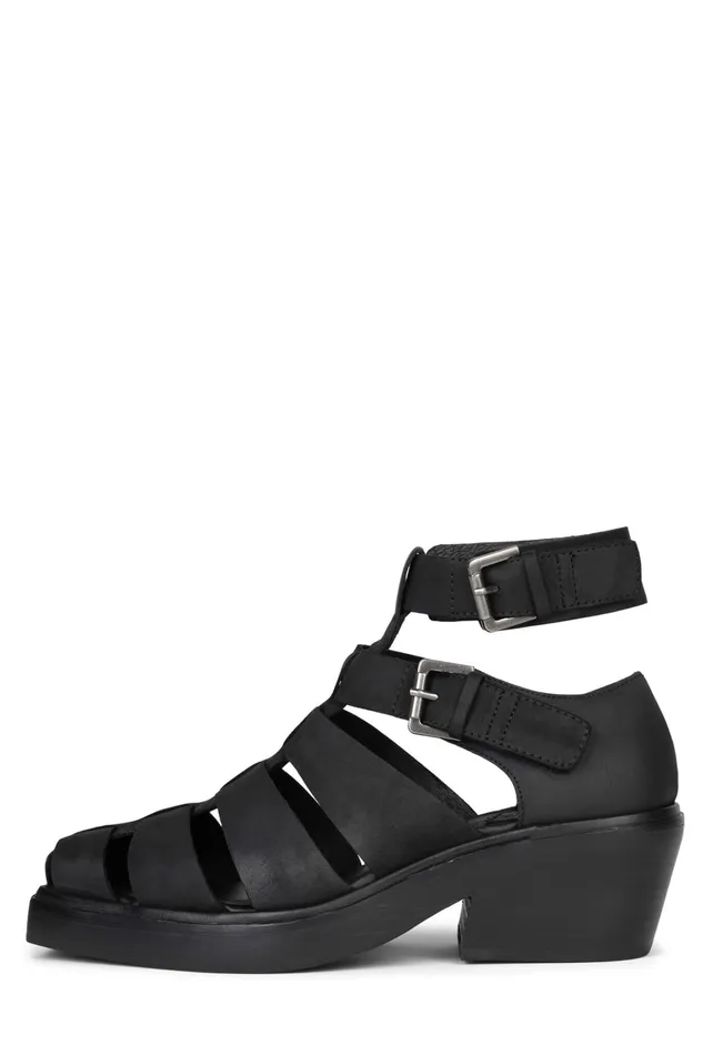 Women Ankle To Mid Jeffrey Campbell ELECTIVE Black Crazy Horse