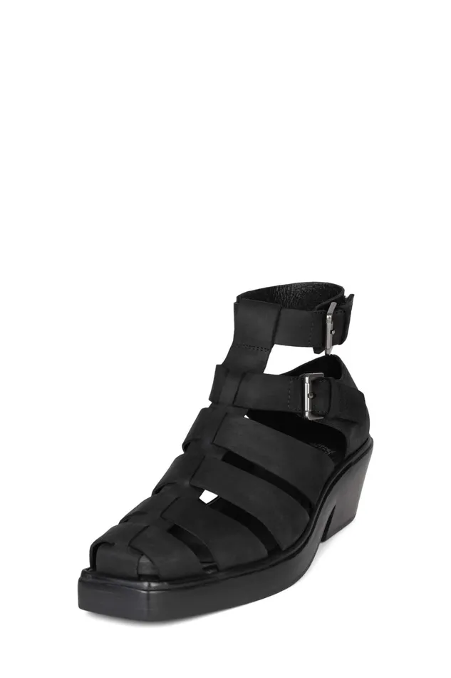 Women Ankle To Mid Jeffrey Campbell ELECTIVE Black Crazy Horse