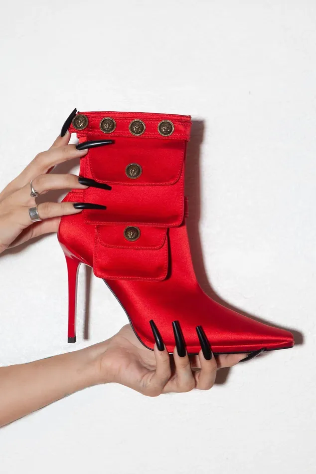 Women Ankle To Mid Jeffrey Campbell STASHED Red Satin