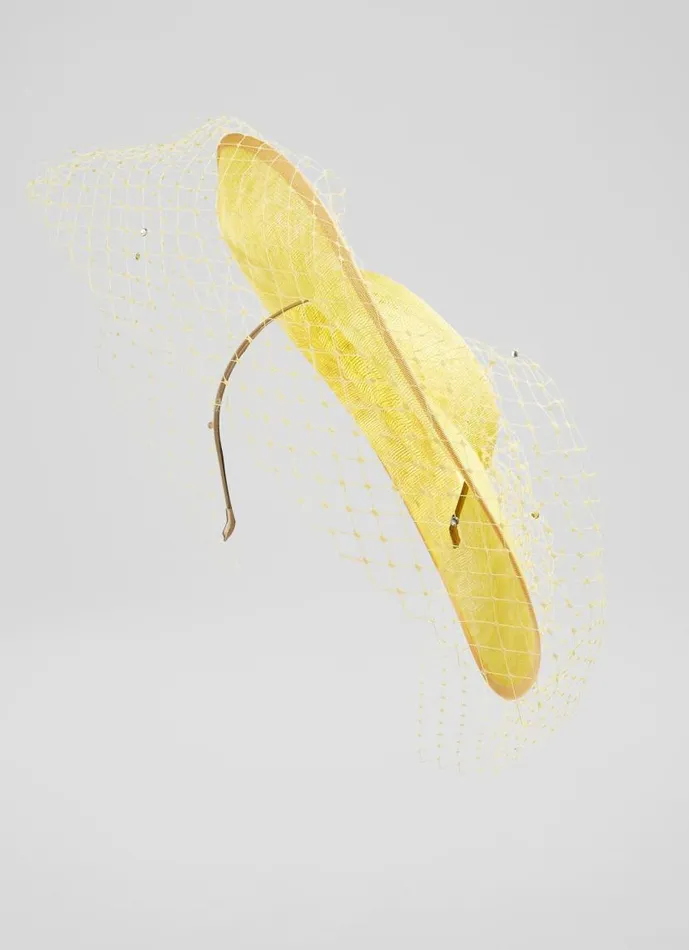 Women Annalise Lemon Mesh Wide Brim Fascinator LKBennett Hats and Fascinators