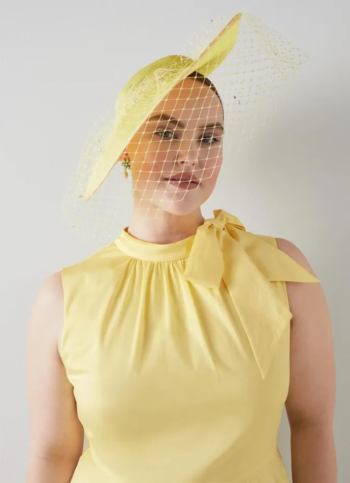Women Annalise Lemon Mesh Wide Brim Fascinator LKBennett Hats and Fascinators Women Annalise Lemon Mesh Wide Brim Fascinator LKBennett Hats and Fascinators