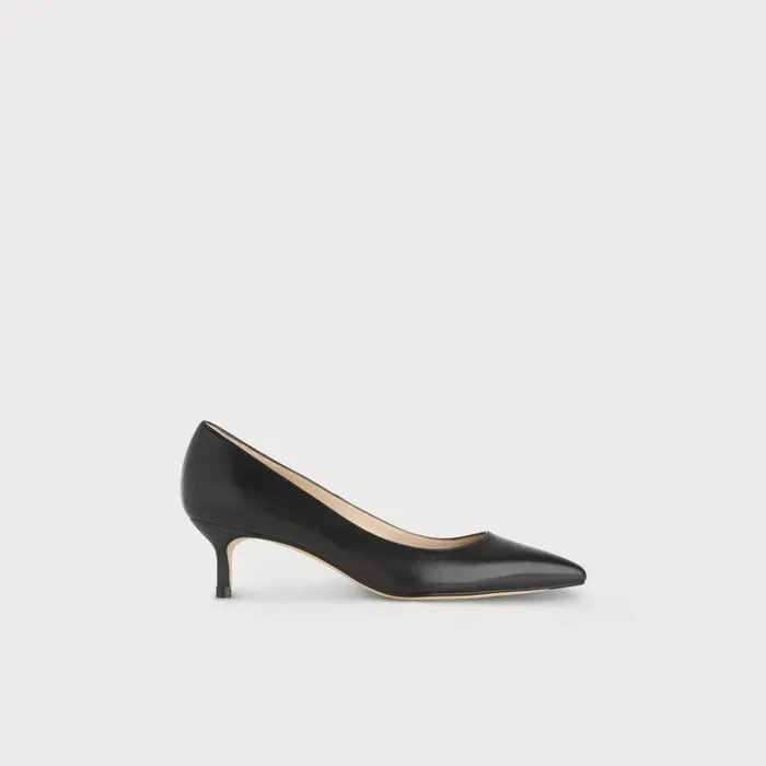 Women Audrey Black Leather Kitten Heel Courts Black LKBennett Court Shoes