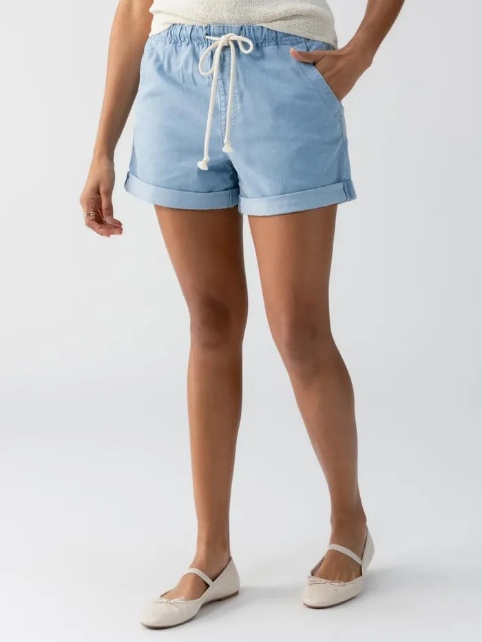 Women Beachy Cuffed Standard Rise Short Pale Blue Sanctuary Clothing Shorts