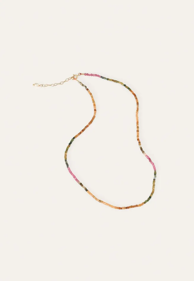 Women Beaded Necklace Pink Green Poetry Fashion Jewellery