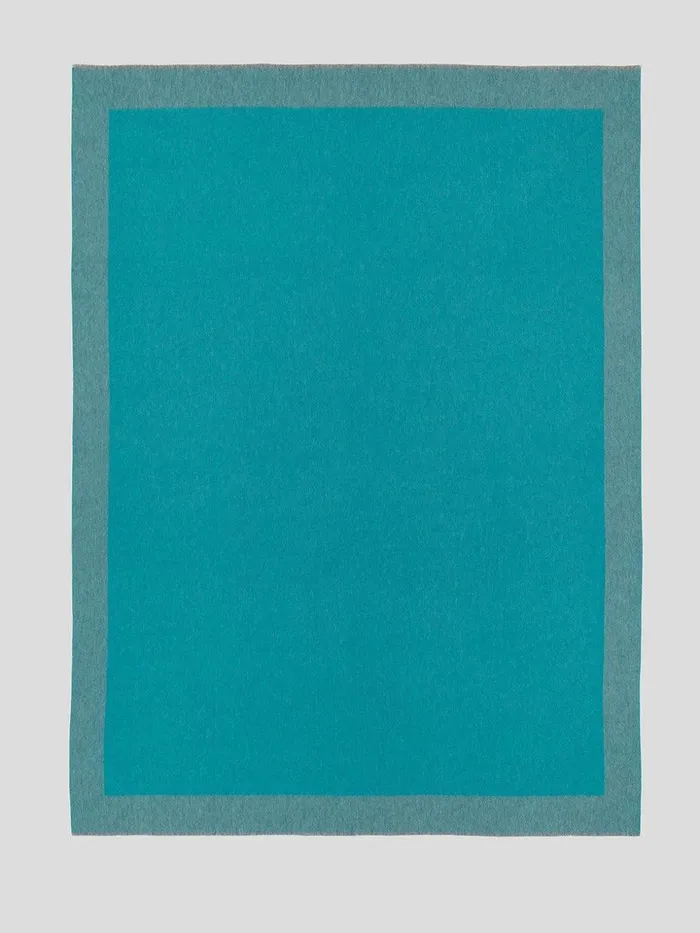 Women Begg X Co Arran Scarf Arran Border Cashmere Blanket Flannel Teal