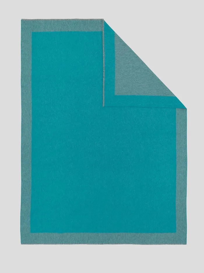 Women Begg X Co Arran Scarf Arran Border Cashmere Blanket Flannel Teal
