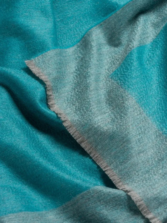 Women Begg X Co Arran Scarf Arran Border Cashmere Blanket Flannel Teal