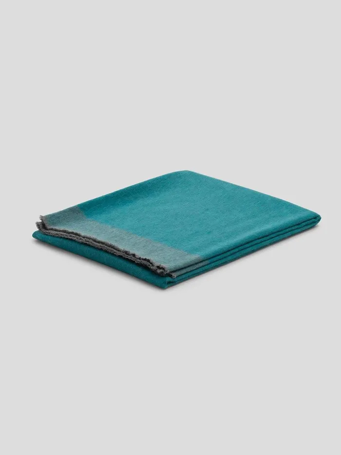 Women Begg X Co Arran Scarf Arran Border Cashmere Blanket Flannel Teal
