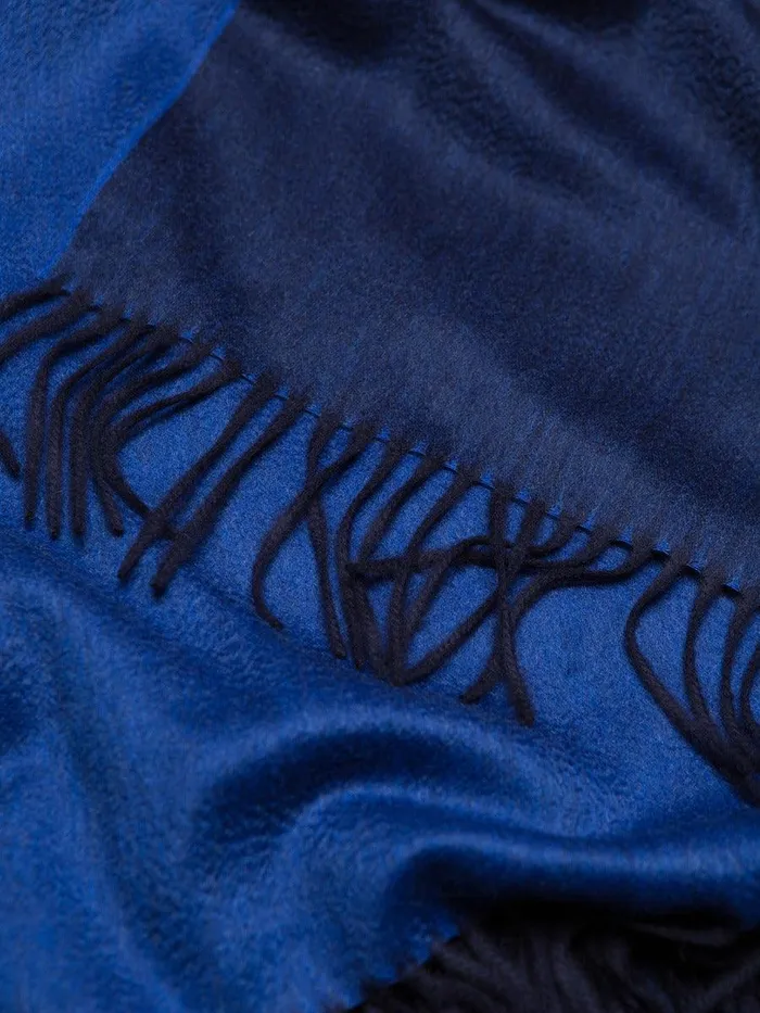 Women Begg X Co Arran Scarf Arran Reversible Oversized Cashmere Scarf Navy Sapphire