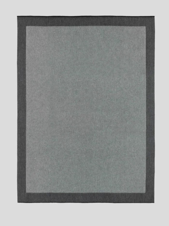 Women Begg X Co Arran Scarf Oversized Arran Border Cashmere Blanket Charcoal