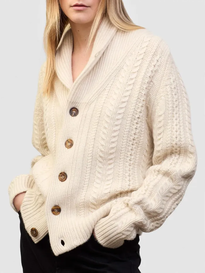Women Begg X Co Cardigans Aspen Cashmere Cardigan Bare Undyed