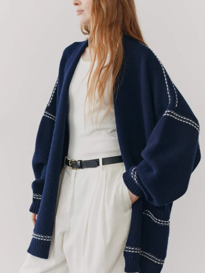 Women Begg X Co Cardigans Beach Comber Cardigan Cashmere Cardigan Navy Frost