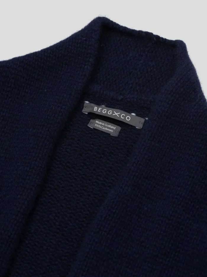 Women Begg X Co Cardigans Beach Comber Cardigan Cashmere Cardigan Navy Frost