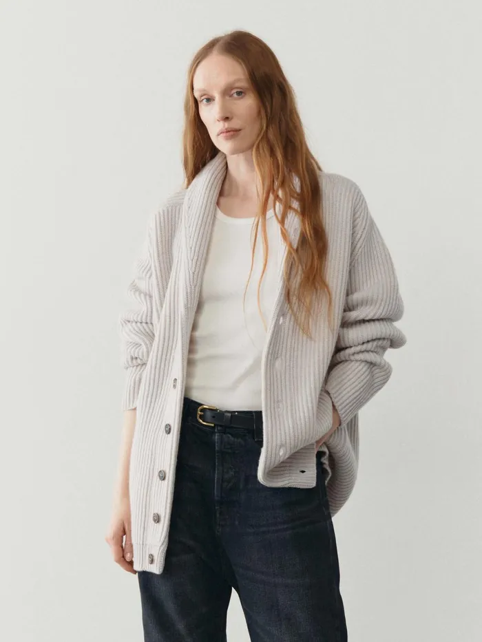 Women Begg X Co Cardigans Yacht Cashmere Cardigan Oat Melange