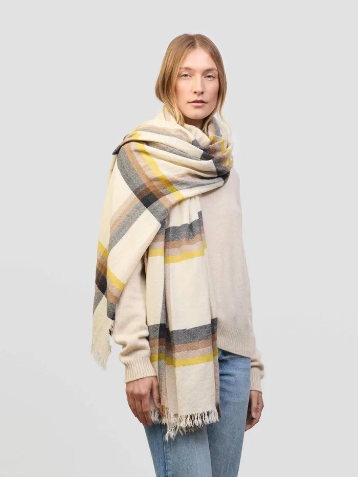 Women Begg X Co Scarves Islay Danakil Cashmere Stole White Navy