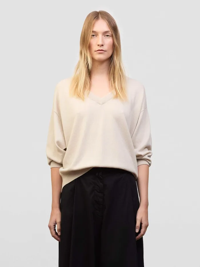 Women Begg X Co Sweaters Jade VNeck Cashmere Sweater Earl Grey
