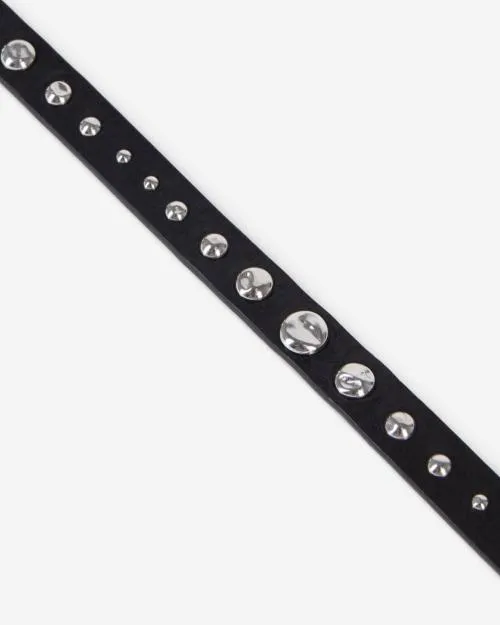 Women Belts The Kooples Thin Black Leather Belt With Studs Black